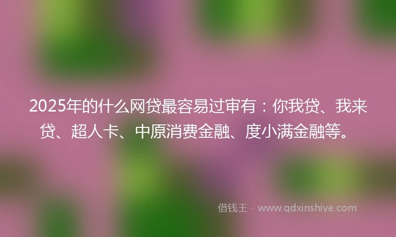 2025年的什么网贷最容易过审有：你我贷、我来贷、超人卡、中原消费金融、度小满金融等。