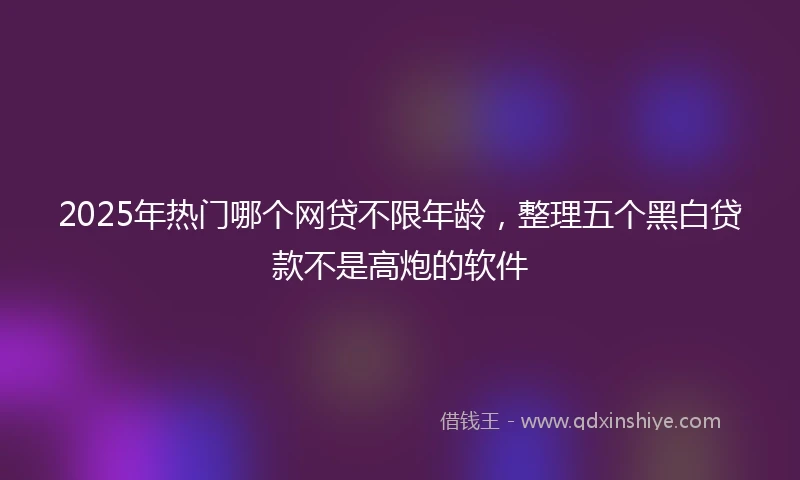 2025年热门哪个网贷不限年龄，整理五个黑白贷款不是高炮的软件