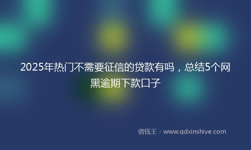 2025年热门不需要征信的贷款有吗，总结5个网黑逾期下款口子