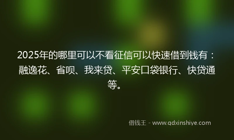 2025年的哪里可以不看征信可以快速借到钱有：融逸花、省呗、我来贷、平安口袋银行、快贷通等。