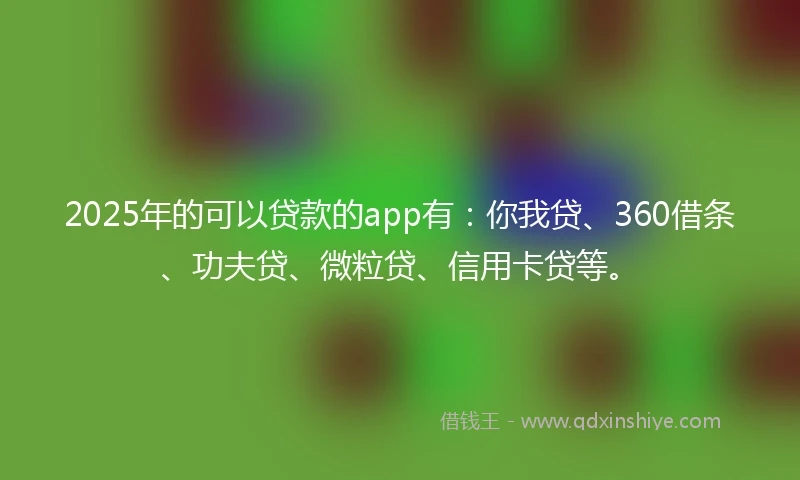 2025年的可以贷款的app有：你我贷、360借条、功夫贷、微粒贷、信用卡贷等。