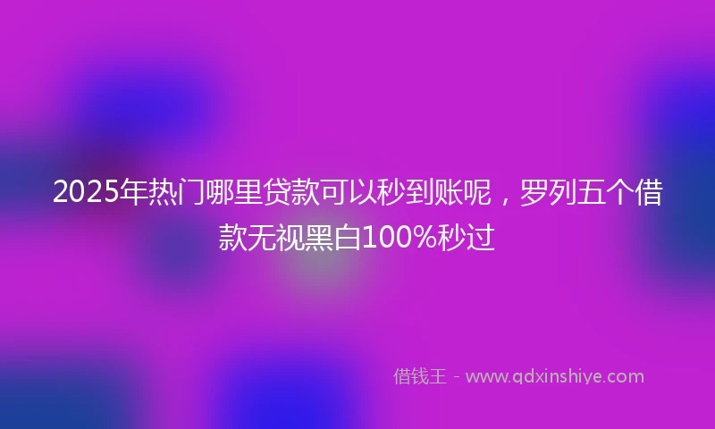 2025年热门哪里贷款可以秒到账呢，罗列五个借款无视黑白100%秒过