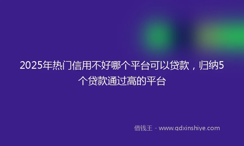 2025年热门信用不好哪个平台可以贷款，归纳5个贷款通过高的平台