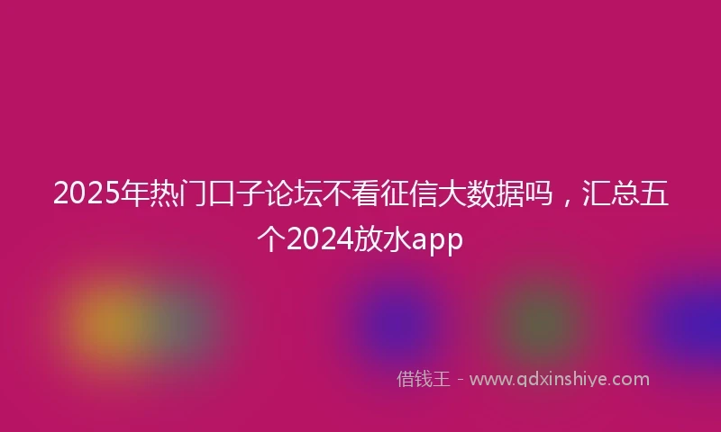 2025年热门口子论坛不看征信大数据吗，汇总五个2024放水app