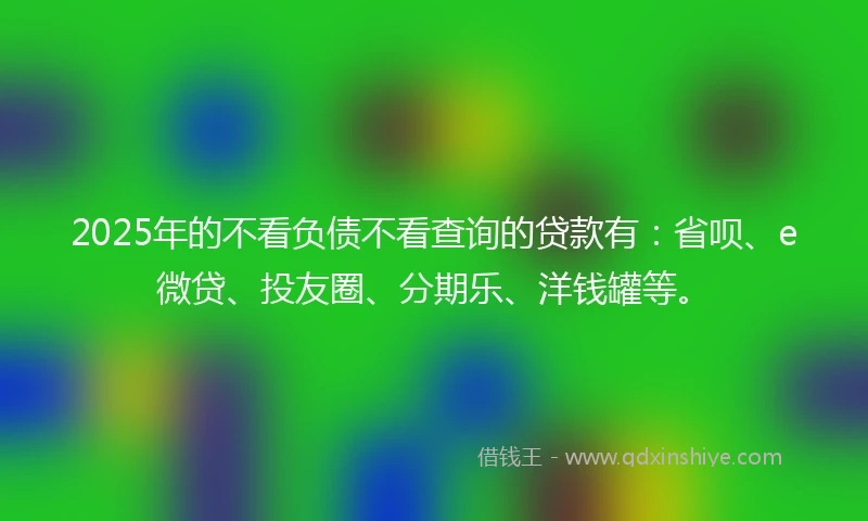 2025年的不看负债不看查询的贷款有：省呗、e微贷、投友圈、分期乐、洋钱罐等。