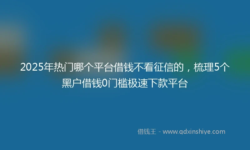 2025年热门哪个平台借钱不看征信的，梳理5个黑户借钱0门槛极速下款平台