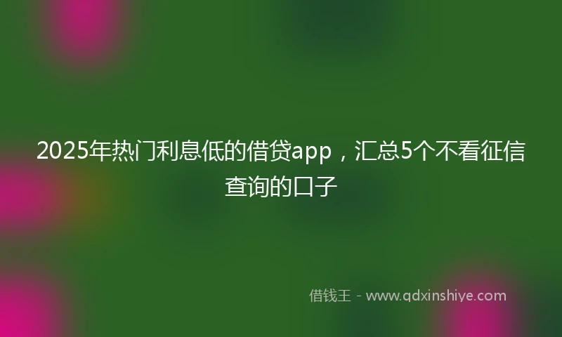 2025年热门利息低的借贷app，汇总5个不看征信查询的口子