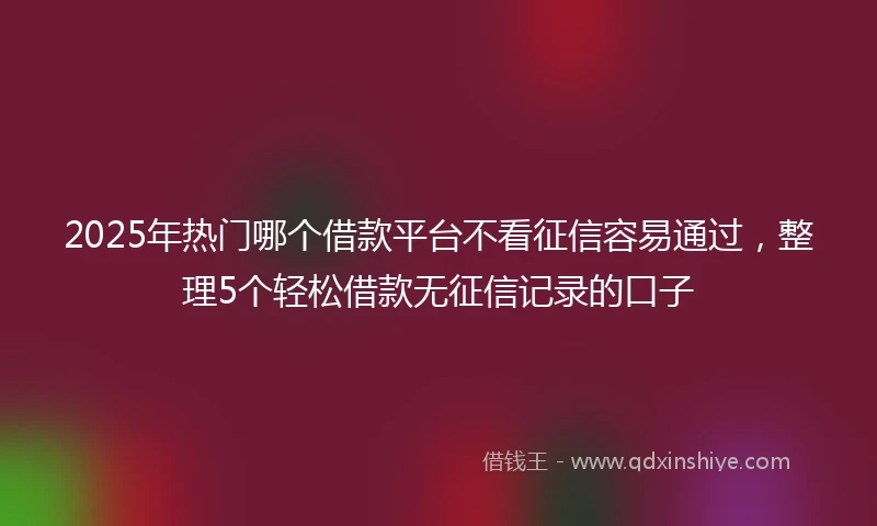2025年热门哪个借款平台不看征信容易通过，整理5个轻松借款无征信记录的口子