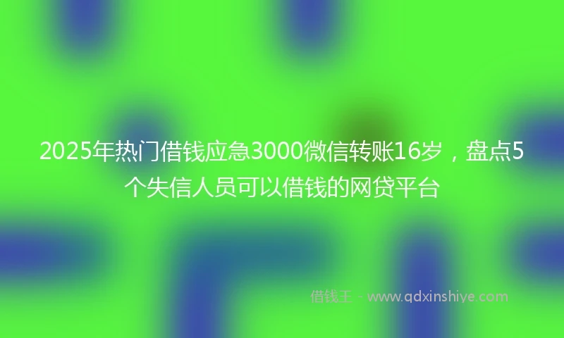 2025年热门借钱应急3000微信转账16岁，盘点5个失信人员可以借钱的网贷平台