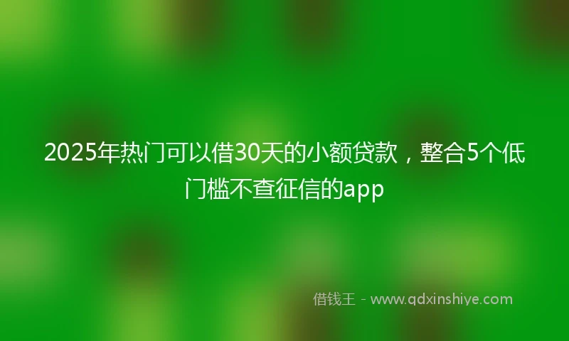 2025年热门可以借30天的小额贷款,整合5个低门槛不查征信的app