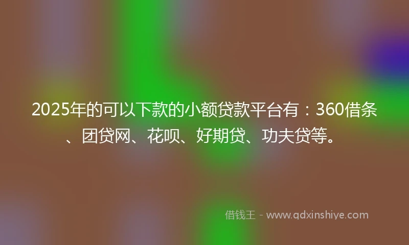 2025年的可以下款的小额贷款平台有：360借条、团贷网、花呗、好期贷、功夫贷等。