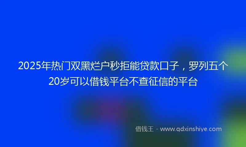 2025年热门双黑烂户秒拒能贷款口子，罗列五个20岁可以借钱平台不查征信的平台