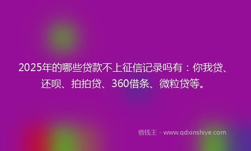2025年的哪些贷款不上征信记录吗有：你我贷、还呗、拍拍贷、360借条、微粒贷等。