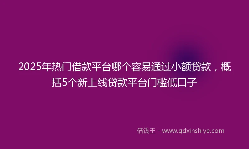 2025年热门借款平台哪个容易通过小额贷款，概括5个新上线贷款平台门槛低口子