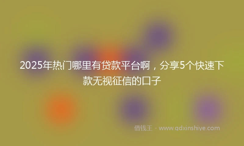 2025年热门哪里有贷款平台啊，分享5个快速下款无视征信的口子