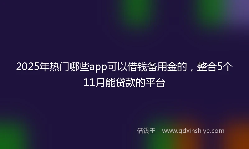 2025年热门哪些app可以借钱备用金的，整合5个11月能贷款的平台