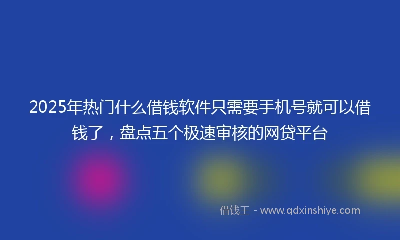 2025年热门什么借钱软件只需要手机号就可以借钱了，盘点五个极速审核的网贷平台