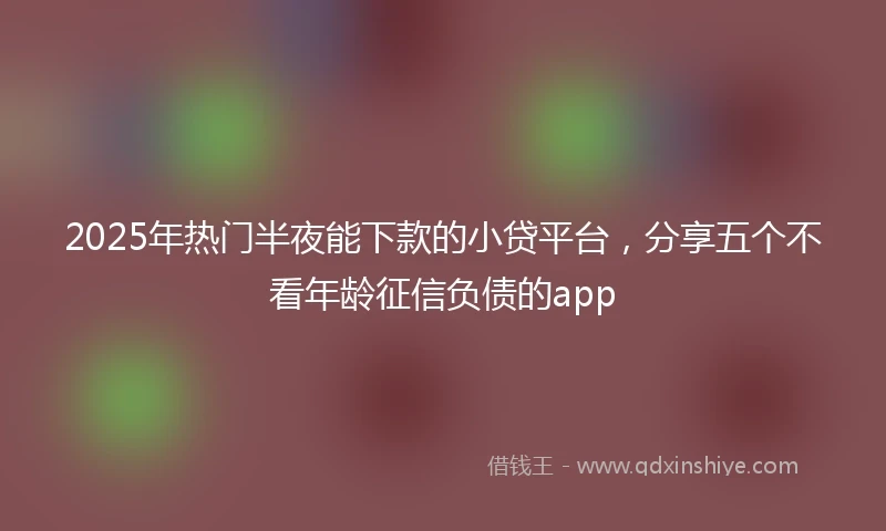 2025年热门半夜能下款的小贷平台，分享五个不看年龄征信负债的app