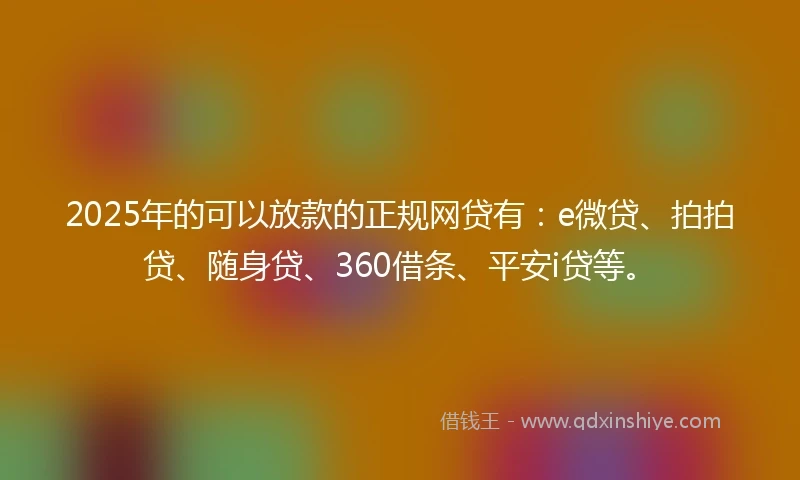2025年的可以放款的正规网贷有：e微贷、拍拍贷、随身贷、360借条、平安i贷等。