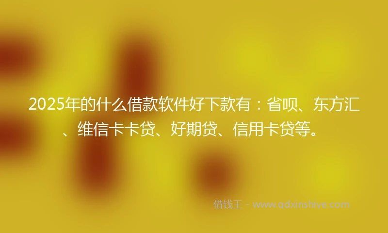 2025年的什么借款软件好下款有：省呗、东方汇、维信卡卡贷、好期贷、信用卡贷等。