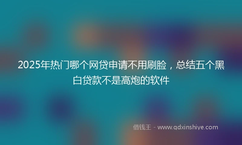 2025年热门哪个网贷申请不用刷脸，总结五个黑白贷款不是高炮的软件