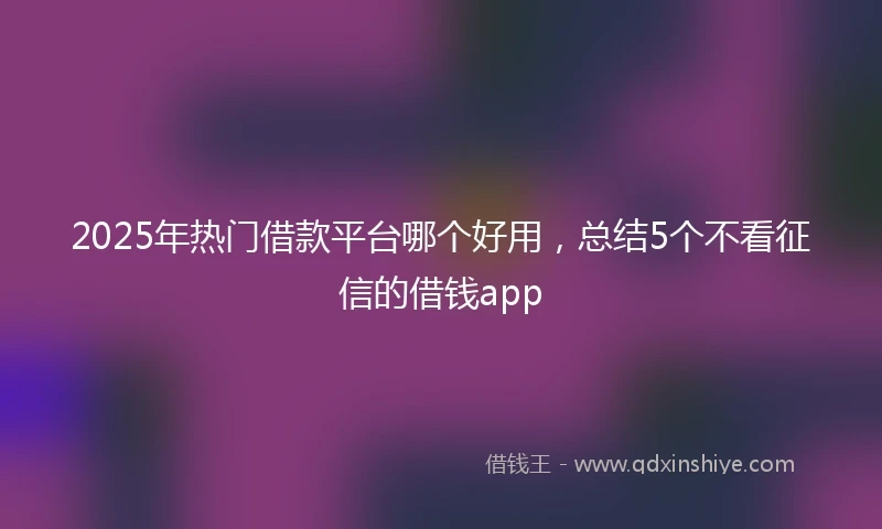 2025年热门借款平台哪个好用，总结5个不看征信的借钱app