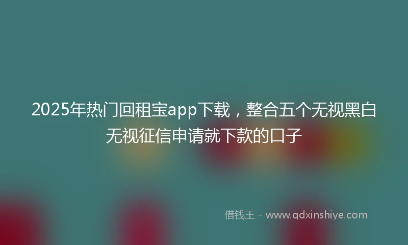 2025年热门回租宝app下载，整合五个无视黑白无视征信申请就下款的口子