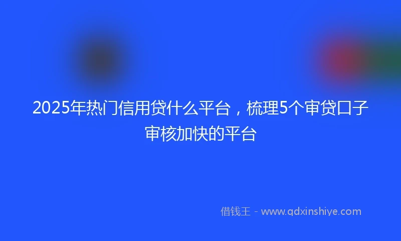 2025年热门信用贷什么平台，梳理5个审贷口子审核加快的平台