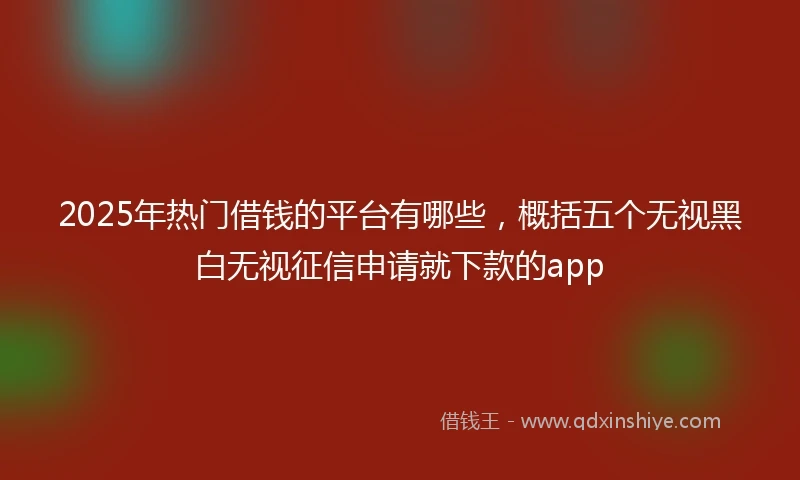 2025年热门借钱的平台有哪些，概括五个无视黑白无视征信申请就下款的app