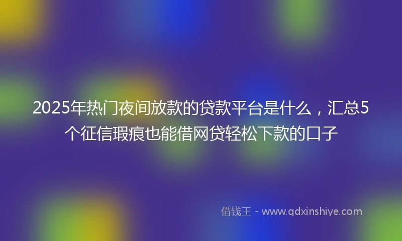 2025年热门夜间放款的贷款平台是什么，汇总5个征信瑕疵也能借网贷轻松下款的口子
