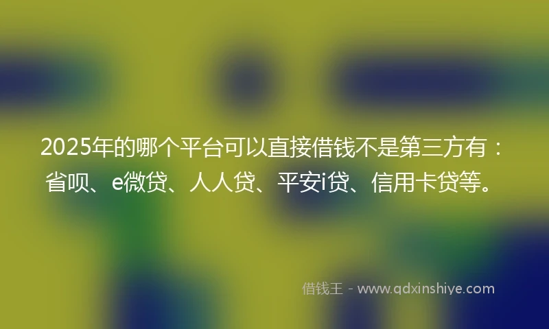 2025年的哪个平台可以直接借钱不是第三方有：省呗、e微贷、人人贷、平安i贷、信用卡贷等。