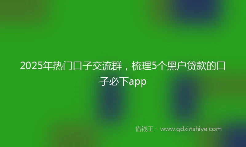 2025年热门口子交流群，梳理5个黑户贷款的口子必下app