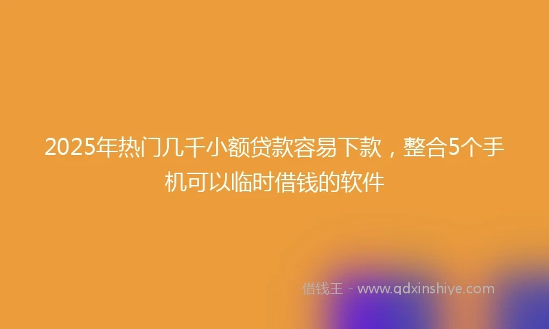 2025年热门几千小额贷款容易下款，整合5个手机可以临时借钱的软件
