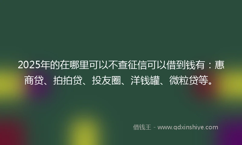 2025年的在哪里可以不查征信可以借到钱有：惠商贷、拍拍贷、投友圈、洋钱罐、微粒贷等。