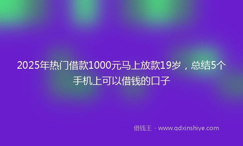 2025年热门借款1000元马上放款19岁，总结5个手机上可以借钱的口子