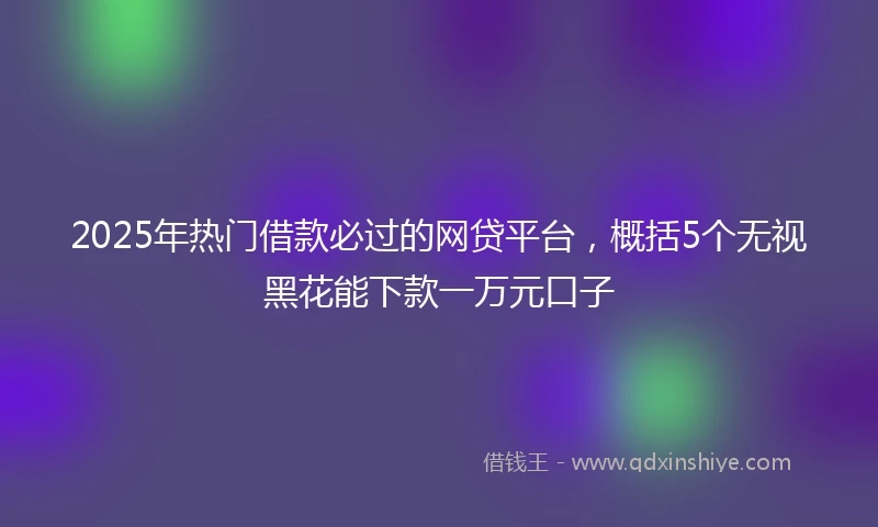 2025年热门借款必过的网贷平台，概括5个无视黑花能下款一万元口子