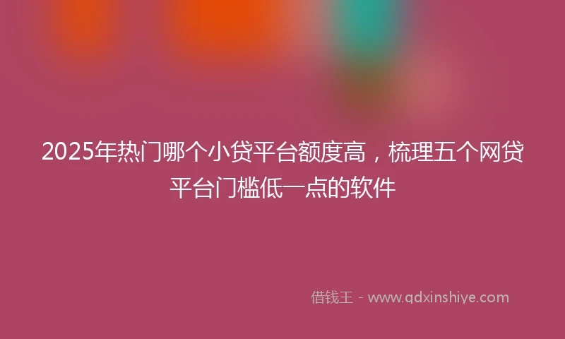 2025年热门哪个小贷平台额度高，梳理五个网贷平台门槛低一点的软件
