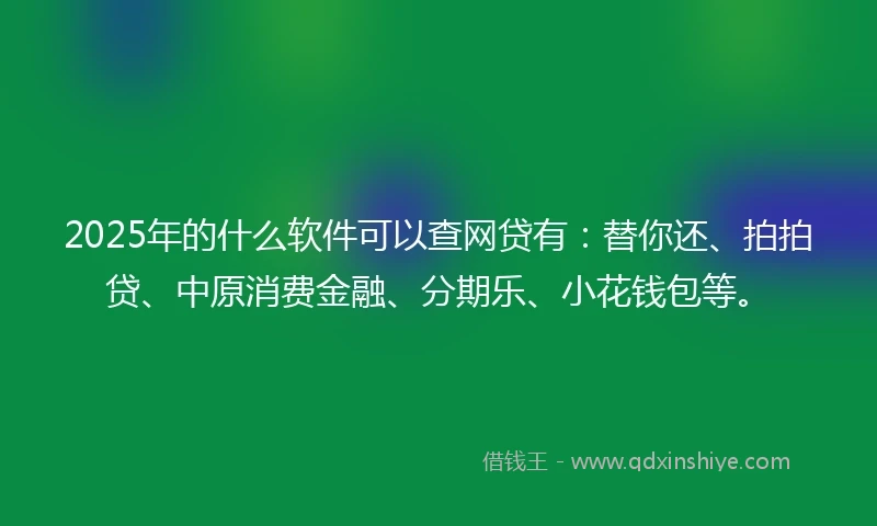 2025年的什么软件可以查网贷有：替你还、拍拍贷、中原消费金融、分期乐、小花钱包等。