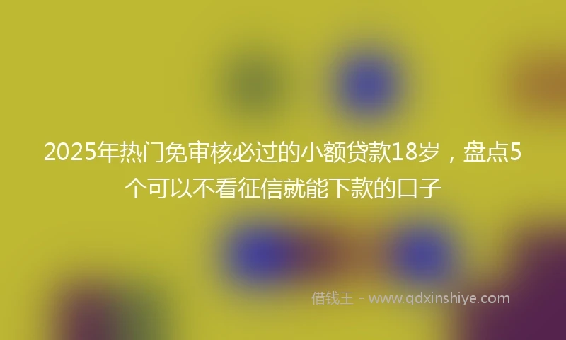 2025年热门免审核必过的小额贷款18岁，盘点5个可以不看征信就能下款的口子