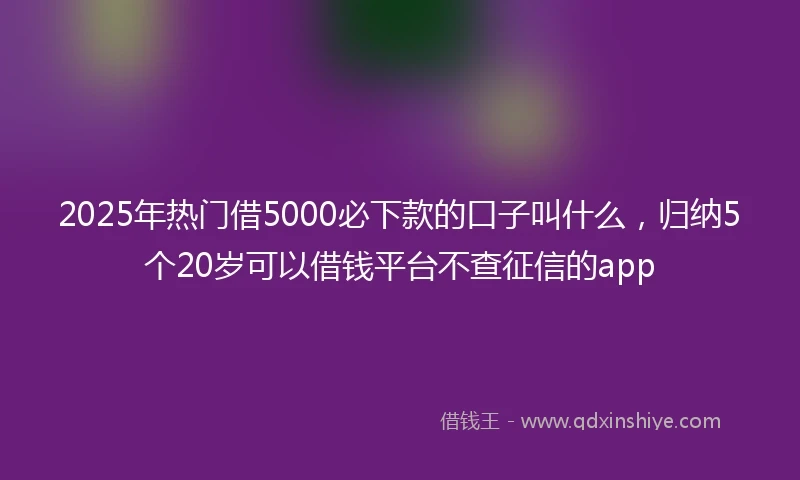 2025年热门借5000必下款的口子叫什么，归纳5个20岁可以借钱平台不查征信的app