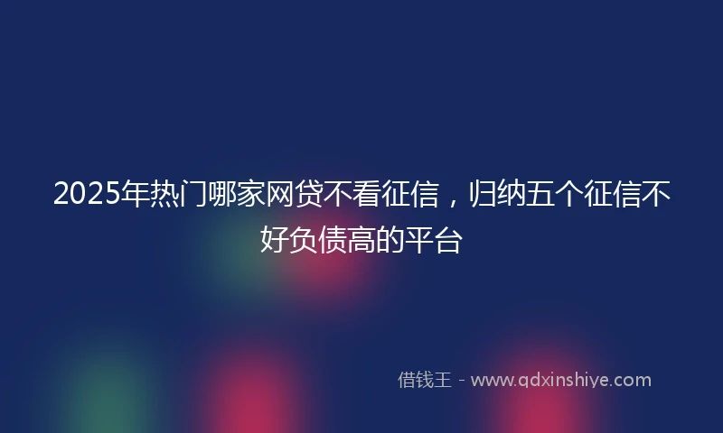 2025年热门哪家网贷不看征信，归纳五个征信不好负债高的平台