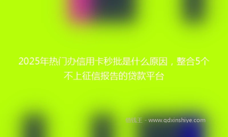 2025年热门办信用卡秒批是什么原因，整合5个不上征信报告的贷款平台