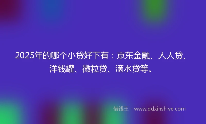 2025年的哪个小贷好下有:京东金融、人人贷、洋钱罐、微粒贷、滴水贷等。