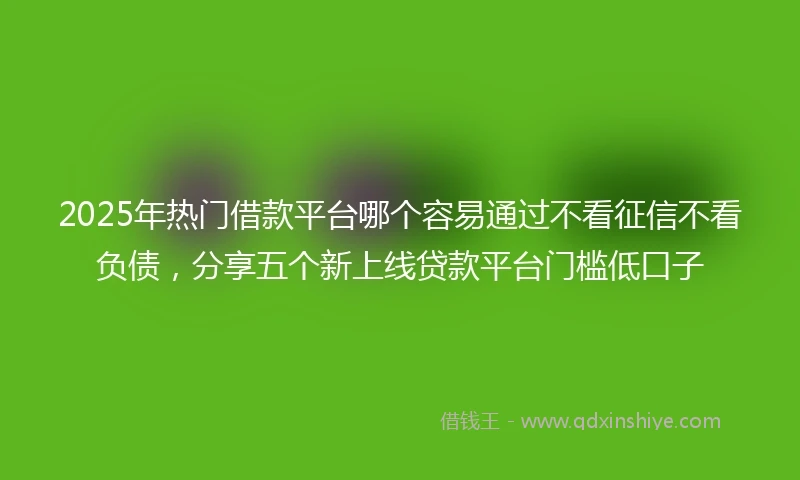 2025年热门借款平台哪个容易通过不看征信不看负债，分享五个新上线贷款平台门槛低口子