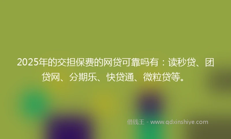 2025年的交担保费的网贷可靠吗有：读秒贷、团贷网、分期乐、快贷通、微粒贷等。