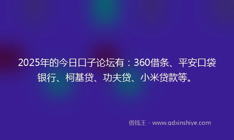 2025年的今日口子论坛有：360借条、平安口袋银行、柯基贷、功夫贷、小米贷款等。