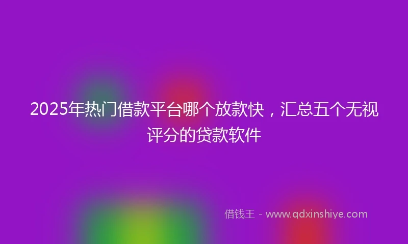 2025年热门借款平台哪个放款快，汇总五个无视评分的贷款软件