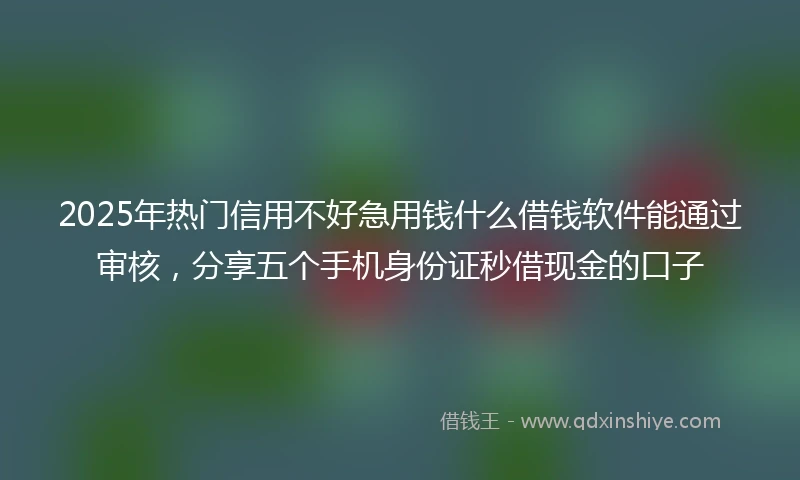 2025年热门信用不好急用钱什么借钱软件能通过审核，分享五个手机身份证秒借现金的口子
