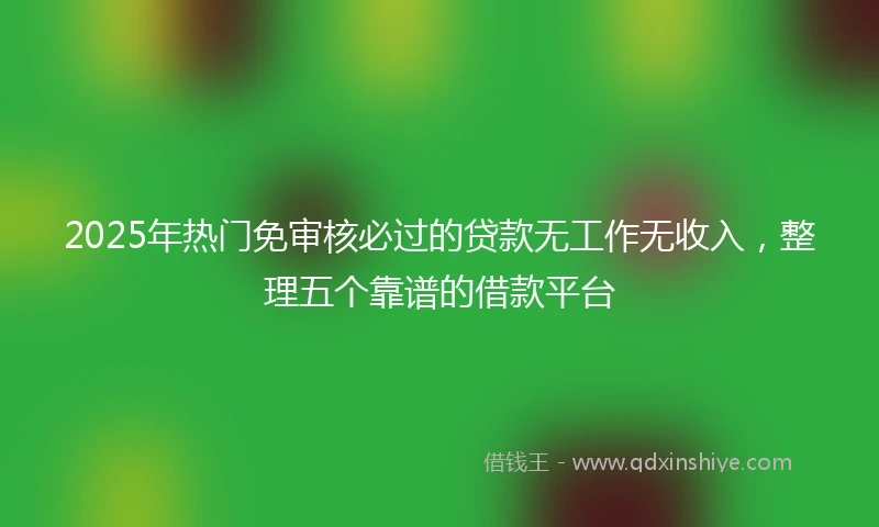 2025年热门免审核必过的贷款无工作无收入，整理五个靠谱的借款平台