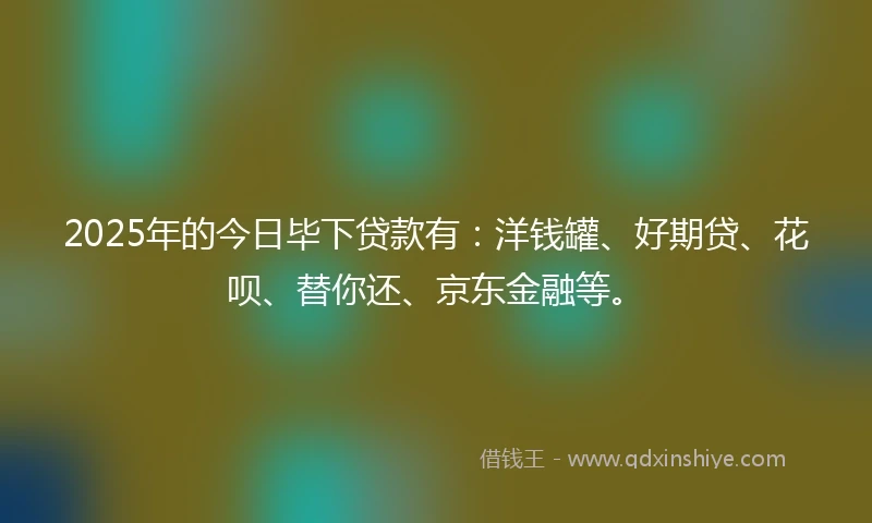 2025年的今日毕下贷款有：洋钱罐、好期贷、花呗、替你还、京东金融等。